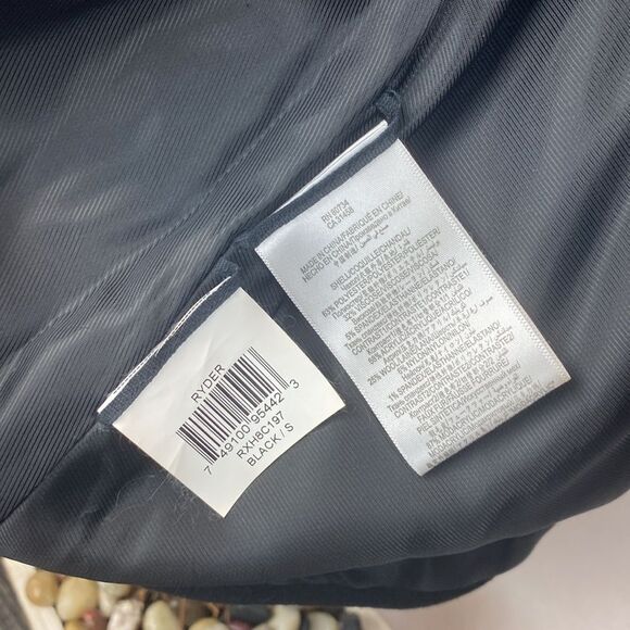 BCBG Black Ryder Fur Trim Vintage Look Pancho Cape Coat S - Picture 7 of 9